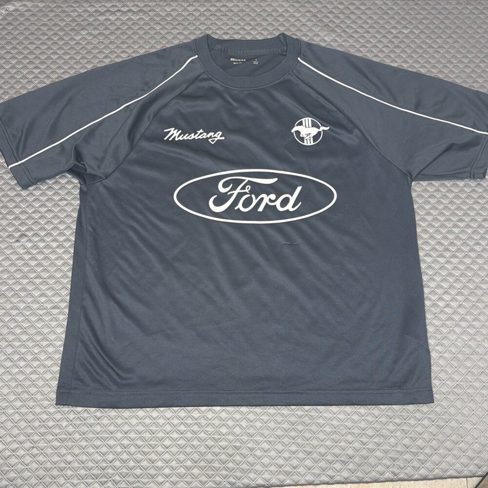 Hollister Ford Mustang Men’s Boxy Fit Graphic Shirt Size L Navy Blue